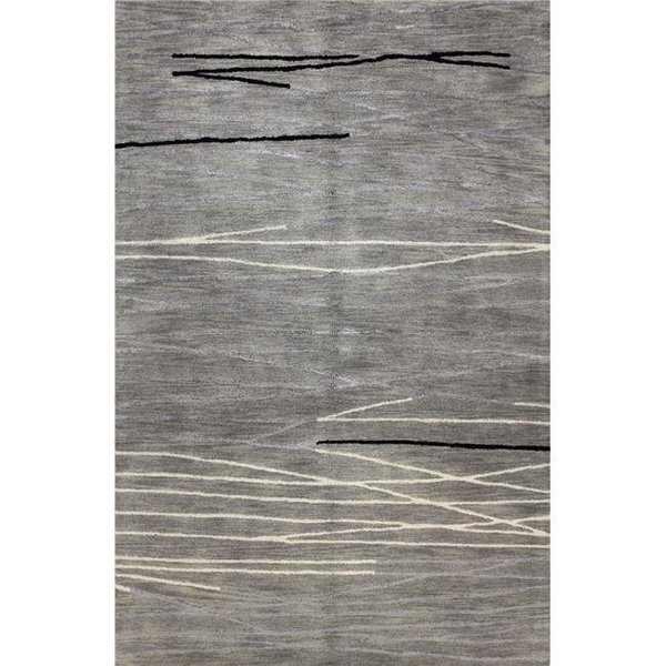 Bashian Bashian R129-GY-8X10-HG238 Greenwich Collection Abstract Contemporary Wool & Viscose Hand Tufted Area Rug; Grey - 7 ft. 9 in. x 9 ft. 9 in. R129-GY-8X10-HG238